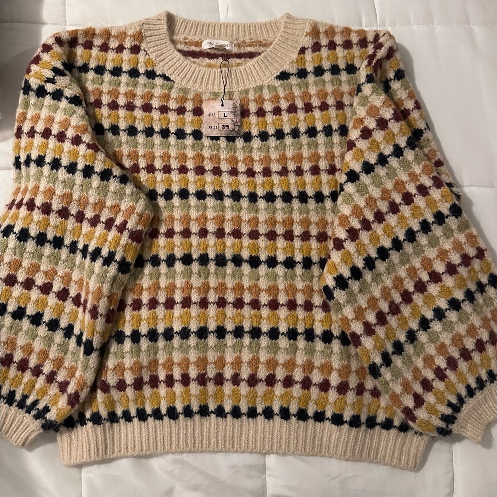 Blu Pepper Multicolor Patterned Crew Neck Sweater - image 1